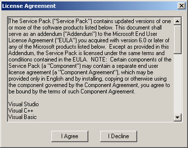 Visual Studio 6.0 Service Pack 6 License Agreement